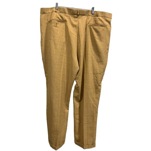 Pronti By Phita Mens 4XL 48x32 Suit 2pc Shirt Pants mustard plaid big tall - Picture 4 of 16